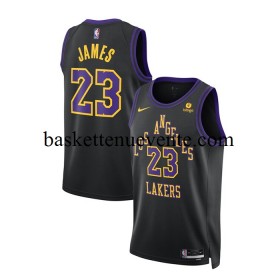 Maillot Basket Los Angeles Lakers LeBron James 23 Nike 2023-2024 City Edition Noir Swingman - Homme